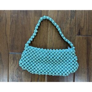 Vintage Y2K La Regale Beaded Mini‎ Bag Blue Fairy Hippie Boho Festival Zip Retro